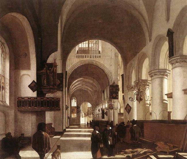 WITTE, Emanuel de Interior of a Protastant Gothic Church oil painting picture